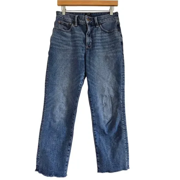 J, Crew Curvy Essential Straight Jeans Stretch Size 27 Cropped Classic Comfort - Picture 2 of 10